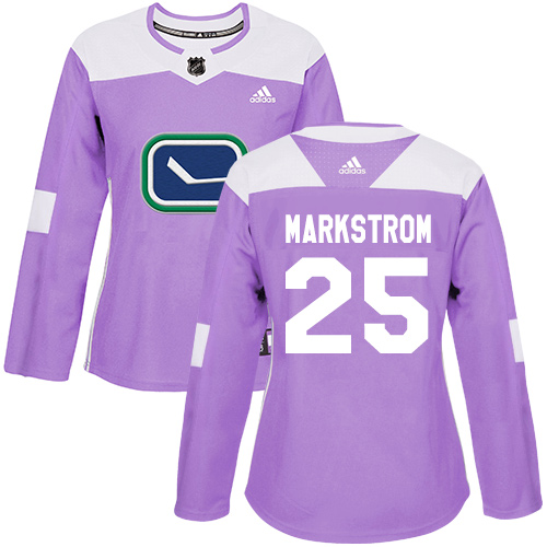 Adidas Vancouver Canucks #25 Jacob Markstrom Purple Authentic Fights Cancer Women's Stitched Jersey Womens