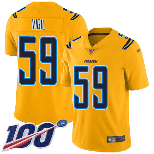 Los Angeles Chargers #59 Nick Vigil Gold Youth Stitched Limited Inverted Legend 100th Season Jersey Youth