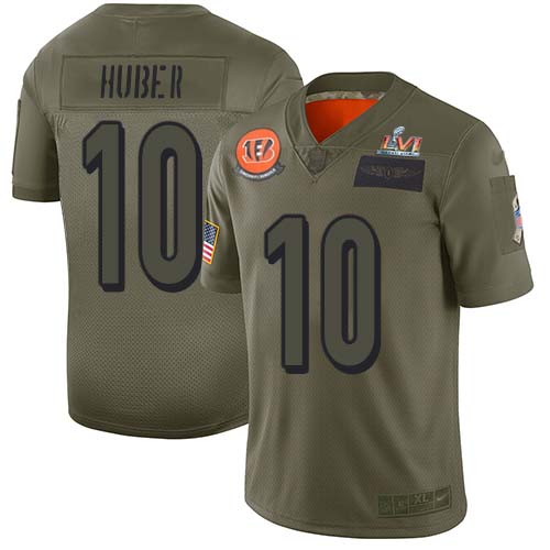 Cincinnati Bengals #10 Kevin Huber Camo Super Bowl LVI Patch Youth Stitched Limited 2019 Salute To Service Jersey Youth