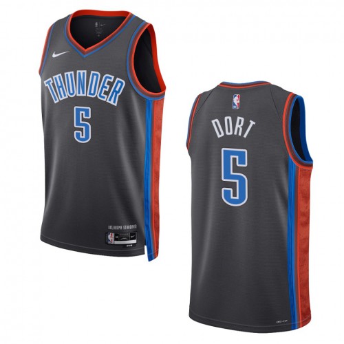 Oklahoma City Oklahoma City Thunder #5 Luguentz Dort Unisex Gray 2022-23 Swingman Jersey - City Edition Mens