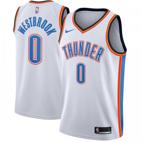 Oklahoma City Thunder #0 Russell Westbrook White Swingman Association Edition Jersey Mens