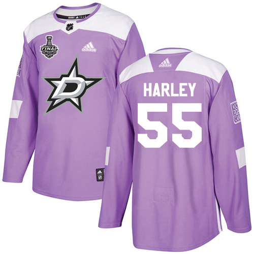 Adidas Dallas Stars #55 Thomas Harley Purple Authentic Fights Cancer Youth 2020 Stanley Cup Final Stitched Jersey Youth