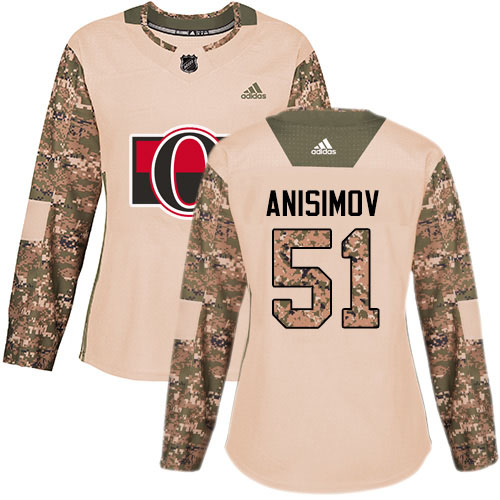 Adidas Ottawa Senators #51 Artem Anisimov Camo Authentic 2017 Veterans Day Women's Stitched Jersey Womens