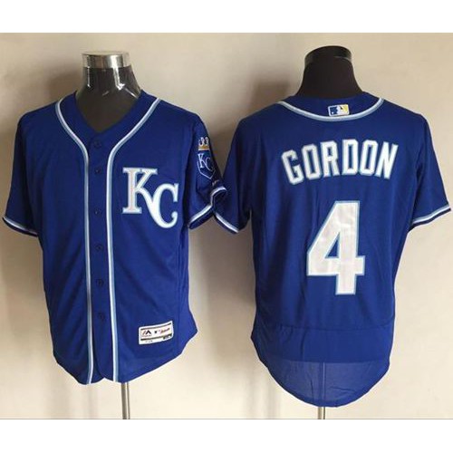 Kansas City Royals #4 Alex Gordon Royal Blue Flexbase Authentic Collection Stitched Jersey Men's
