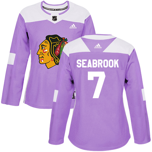 Adidas Chicago Blackhawks #7 Brent Seabrook Purple Authentic Fights Cancer Women's Stitched Jersey Womens