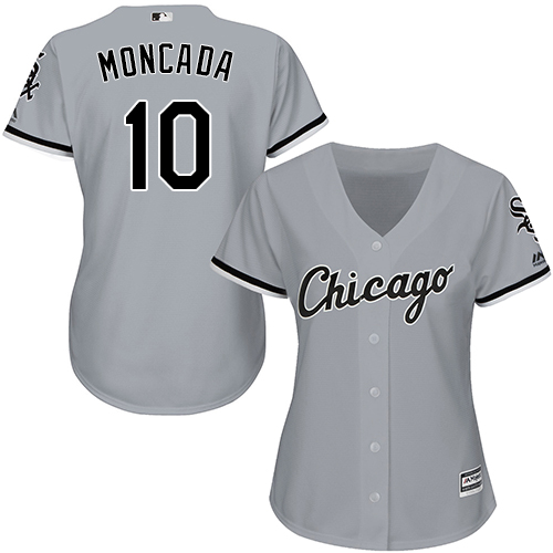 Chicago White Sox #10 Yoan Moncada Grey Road Women's Stitched Jersey Womens