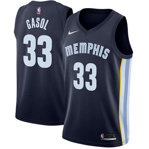 Memphis Grizzlies #33 Marc Gasol Navy Blue Swingman Icon Edition Jersey Mens