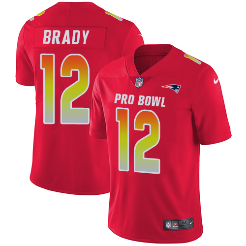 Patriots #12 Tom Brady Red Youth Stitched Limited AFC 2019 Pro Bowl Jersey