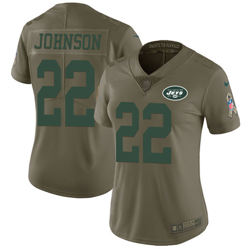 New York Jets #22 Trumaine Johnson Olive Women's Stitched Limited 2017 Salute to Service Jersey Womens