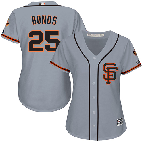 San Francisco Giants #25 Barry Bonds Grey Road 2 Women's Stitched Jersey Womens