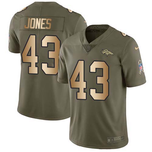 Denver Broncos #43 Joe Jones Olive/Gold Men's Stitched Limited 2017 Salute To Service Jersey Men's