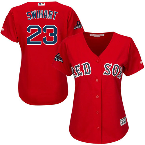 Boston Red Sox #23 Blake Swihart Red Alternate 2018 World Series Champions Women's Stitched Jersey Womens