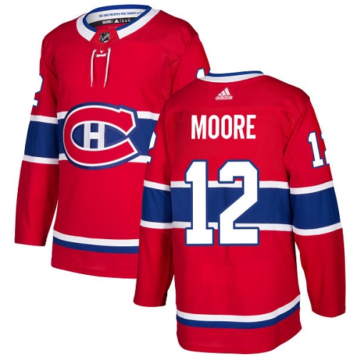 Adidas Montreal Canadiens #12 Dickie Moore Red Home Authentic Stitched Jersey Men's