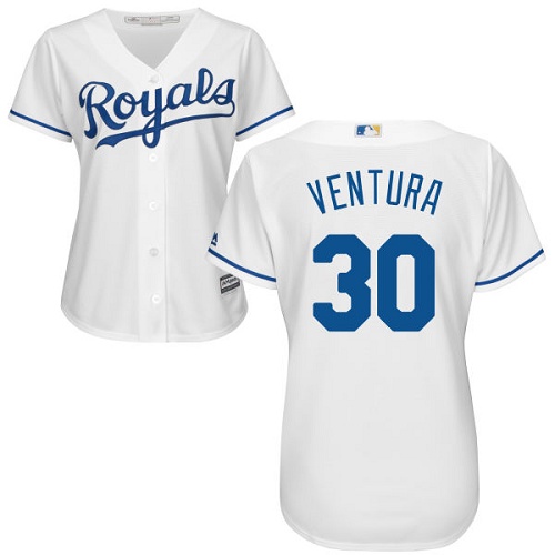Kansas City Royals #30 Yordano Ventura White Home Women's Stitched Jersey Womens