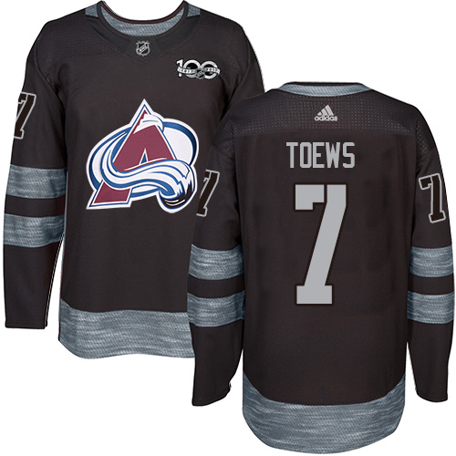 Adidas Colorado Avalanche #7 Devon Toews Black 1917-2017 100th Anniversary Stitched Jersey Men's