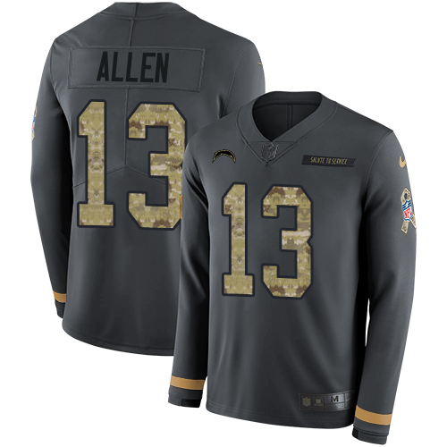 Chargers #13 Keenan Allen Anthracite Salute To Service Youth Stitched Limited Therma Long Sleeve Jersey