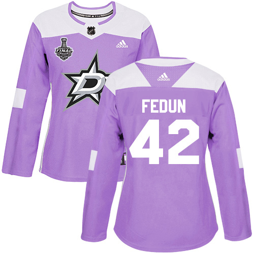 Adidas Dallas Stars #42 Taylor Fedun Purple Authentic Fights Cancer Women's 2020 Stanley Cup Final Stitched Jersey Womens