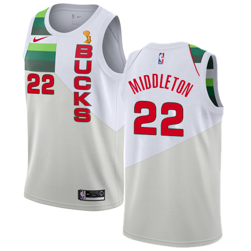 Milwaukee Bucks #22 Khris Middleton 2021 Finals Champions Swingman Earned Edition Jersey White Mens
