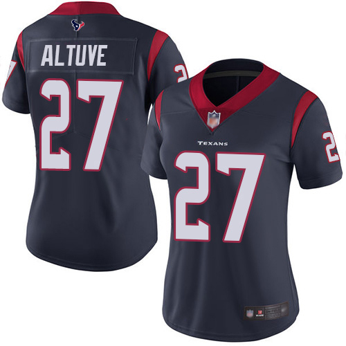 Houston Texans #27 Jose Altuve Navy Blue Team Color Women's Stitched Vapor Untouchable Limited Jersey Womens