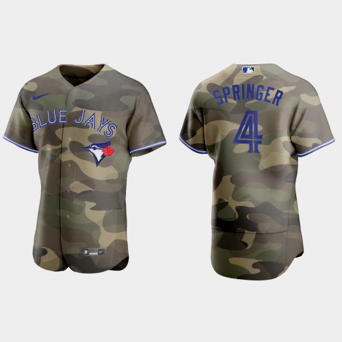Toronto Toronto Blue Jays #4 George Springer Men's 2021 Armed Forces Day Authentic Jersey -Camo Men's