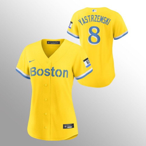 Boston Boston Red Sox #8 Carl Yastrzemski Women's 2021 City Connect Gold Fans Version Jersey Womens
