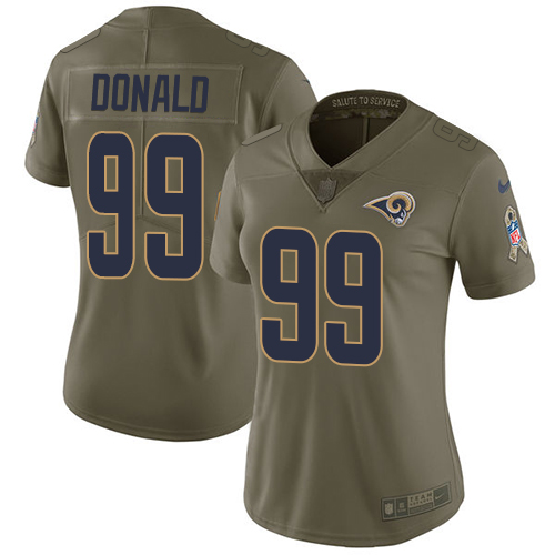 Rams #99 Aaron Donald Olive Women's Stitched Limited 2017 Salute To Service Jersey