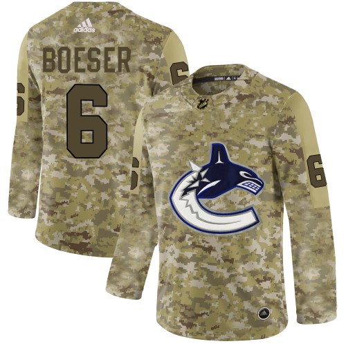 Adidas Vancouver Canucks #6 Brock Boeser Camo Authentic Stitched Jersey Men's