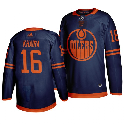 Edmonton Edmonton Oilers #16 Jujhar Khaira Blue 2019-20 Third Alternate Jersey Men's