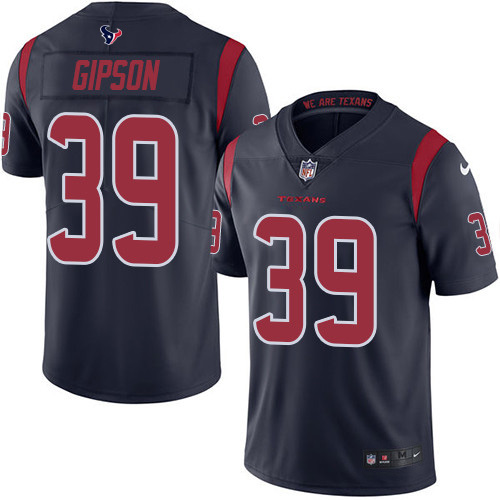 Houston Texans #39 Tashaun Gipson Navy Blue Men's Stitched Limited Rush Jersey Men's