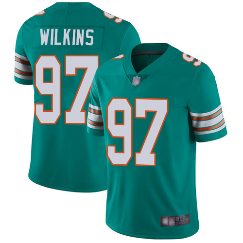 Miami Dolphins #97 Christian Wilkins Aqua Green Alternate Men's Stitched Vapor Untouchable Limited Jersey Men's