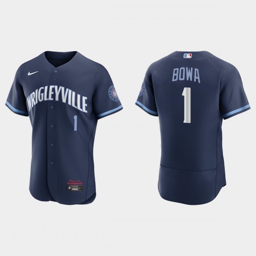 Chicago Chicago Cubs #1 Larry Bowa Men's 2021 City Connect Authentic Navy Jersey Men's