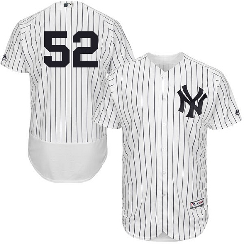 New York Yankees #52 C.C. Sabathia White Strip Flexbase Authentic Collection Stitched Jersey Men's