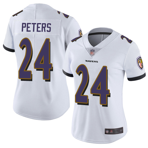 Baltimore Ravens #24 Marcus Peters White Women's Stitched Vapor Untouchable Limited Jersey Womens