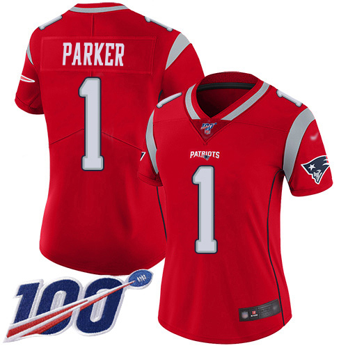 Patriots #1 DeVante Parker Red Women's Stitched Limited Inverted Legend 100th Season Jersey