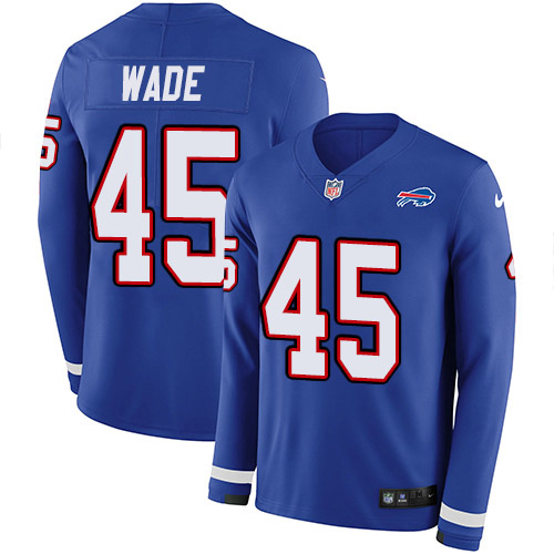Buffalo Bills #45 Christian Wade Royal Blue Team Color Men's Stitched Limited Therma Long Sleeve Jersey Men's