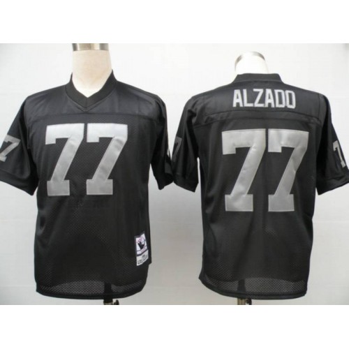 Mitchell and Ness Las Vegas Raiders #77 Lyle Alzado Black Stitched Throwback Jersey Men's