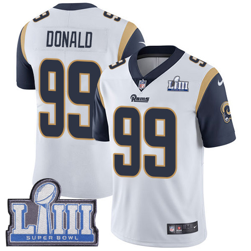 Rams #99 Aaron Donald White Super Bowl LIII Bound Youth Stitched Vapor Untouchable Limited Jersey