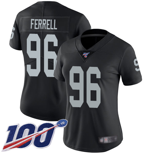 Las Vegas Raiders #96 Clelin Ferrell Black Team Color Women's Stitched 100th Season Vapor Limited Jersey Womens