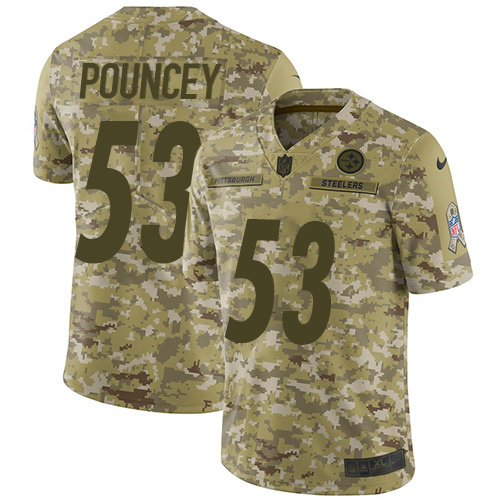 Pittsburgh Steelers #53 Maurkice Pouncey Camo Men's Stitched Limited 2018 Salute To Service Jersey Men's
