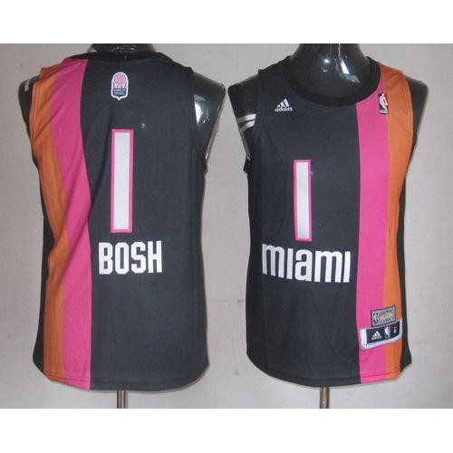 Miami Heat #1 Chris Bosh Black ABA Hardwood Classic Stitched Jersey Mens