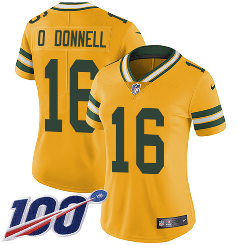 Packers #16 Pat O'Donnell Yellow Women's Stitched Limited Rush Jersey