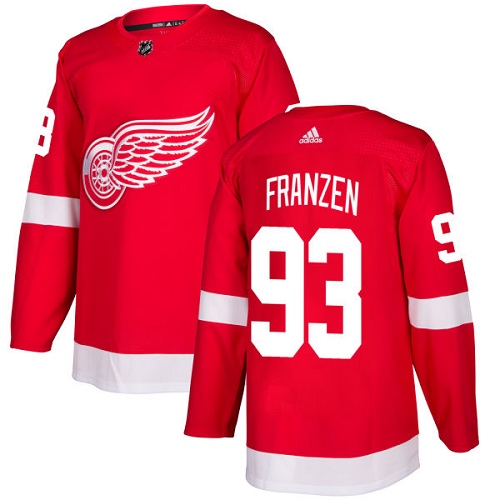 Adidas Detroit Red Wings #93 Johan Franzen Red Home Authentic Stitched Jersey Men's