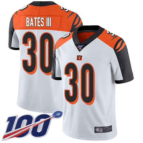 Bengals #30 Jessie Bates III White Men's Stitched 100th Season Vapor Limited Jersey