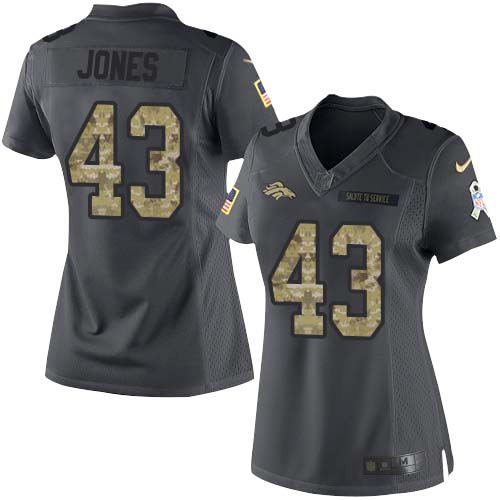 Denver Broncos #43 Joe Jones Black Women's Stitched Limited 2016 Salute to Service Jersey Womens