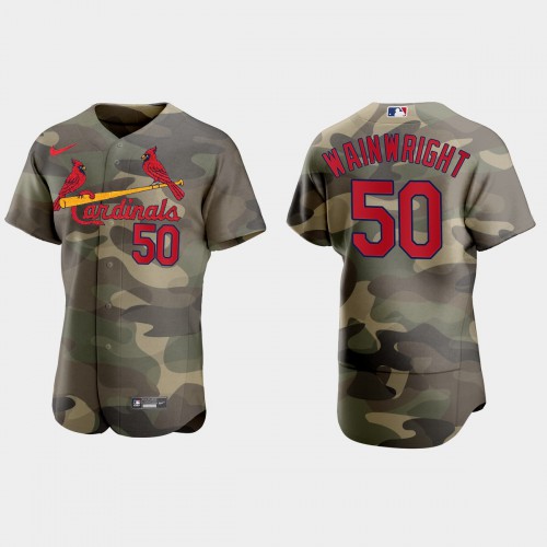 St.Louis St.Louis Cardinals #50 Adam Wainwright Men's 2021 Armed Forces Day Authentic Jersey -Camo Men's