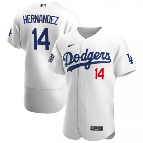 Los Angeles Los Angeles Dodgers #14 Enrique Hernandez Men's White Home 2020 World Series Champions Authentic Player Jersey Men's