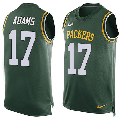 Packers #17 Davante Adams Green Team Color Men's Stitched Limited Tank Top Jersey