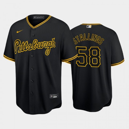 Pittsburgh Pittsburgh Pirates #58 Jacob Stallings Game Men's Alternate Jersey - Black Men's