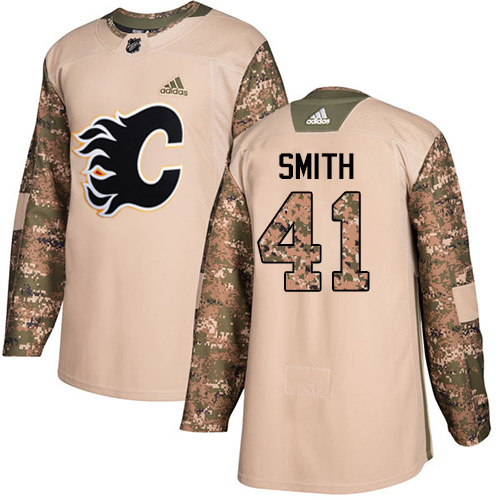 Adidas Calgary Flames #41 Mike Smith Camo Authentic 2017 Veterans Day Stitched Jersey Men's