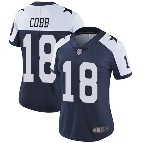 Dallas Cowboys #18 Randall Cobb Navy Blue Thanksgiving Women's Stitched Vapor Untouchable Limited Throwback Jersey Womens